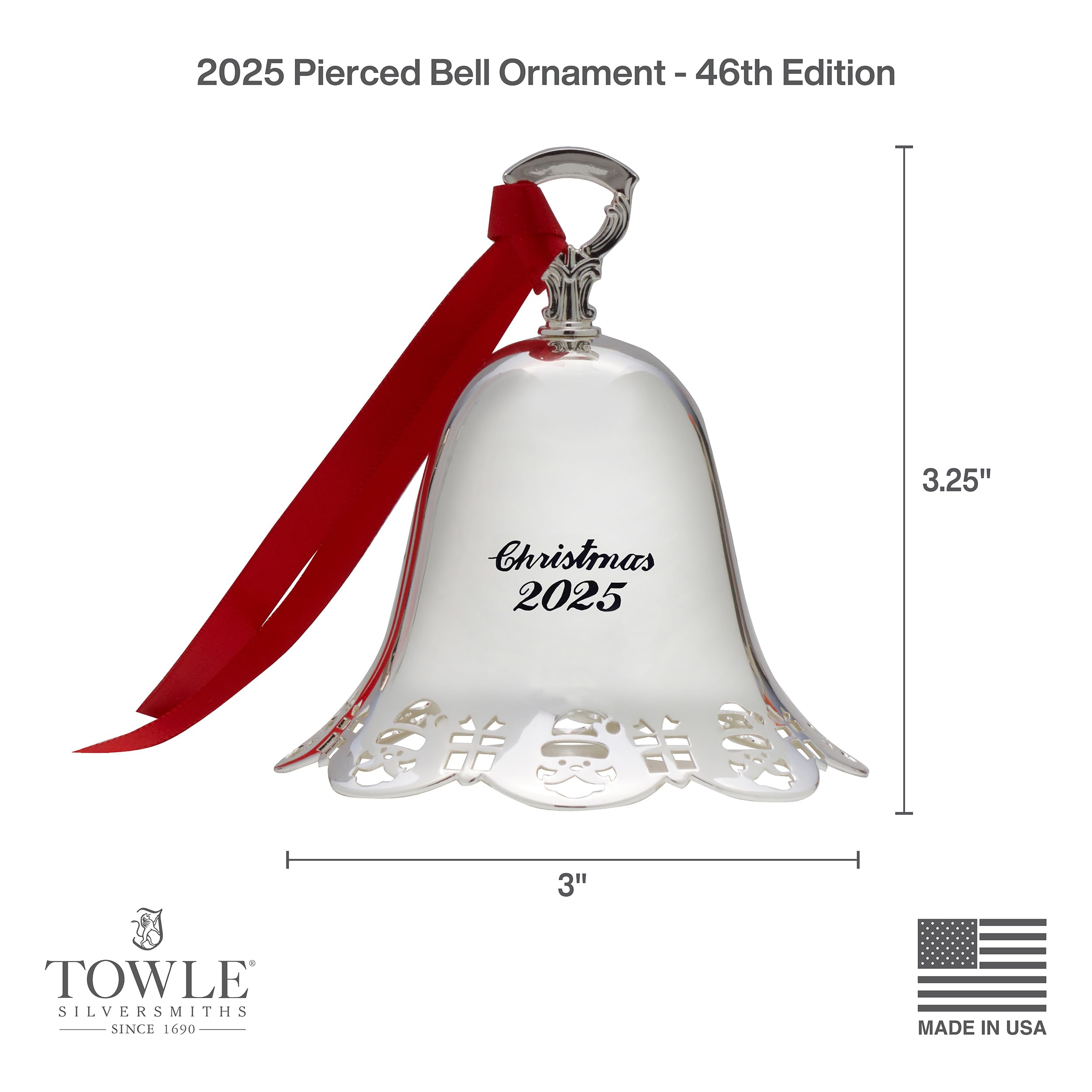 Amazon.com: Towle Silver-Plated Pierced Christmas Bell Ornament
